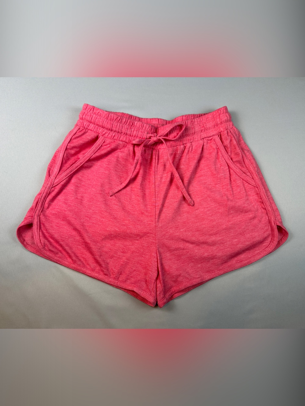 Women's Pink Drawstring Lounge Shorts Pockets Casual